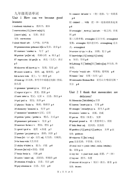 2014-2015年九年级新目标英语全册单词表(最新校对)