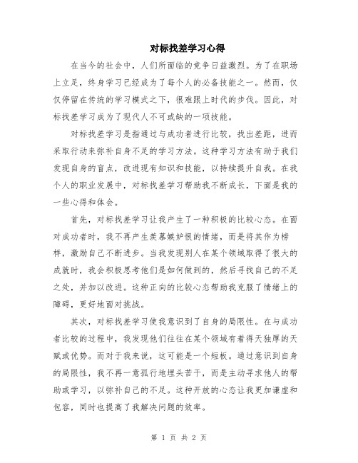 对标找差学习心得