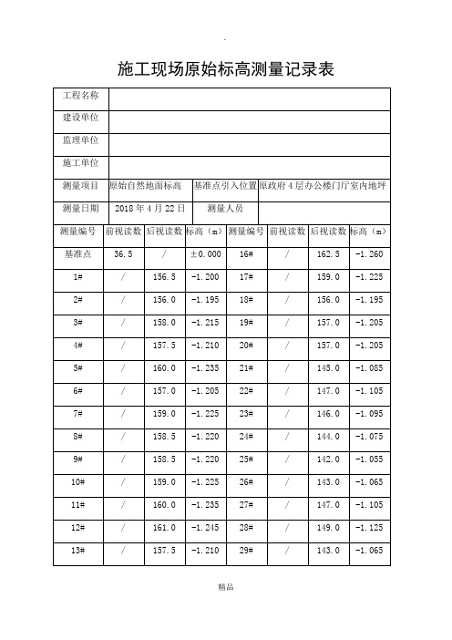 施工现场标高测量记录表1