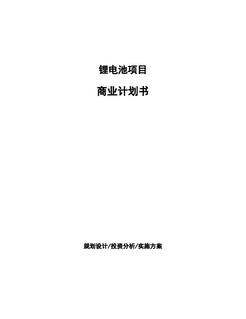 锂电池项目商业计划书