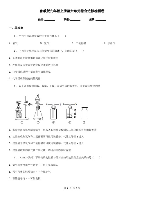 鲁教版九年级化学上册第六单元综合达标检测卷