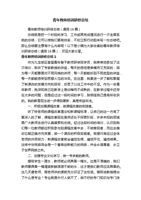 青年教师培训研修总结(通用16篇)
