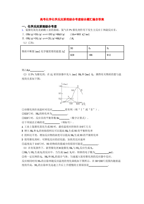 高考化学化学反应原理综合考查综合题汇编含答案