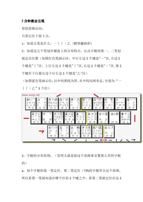 5分钟教会五笔(包含字根图和口诀)