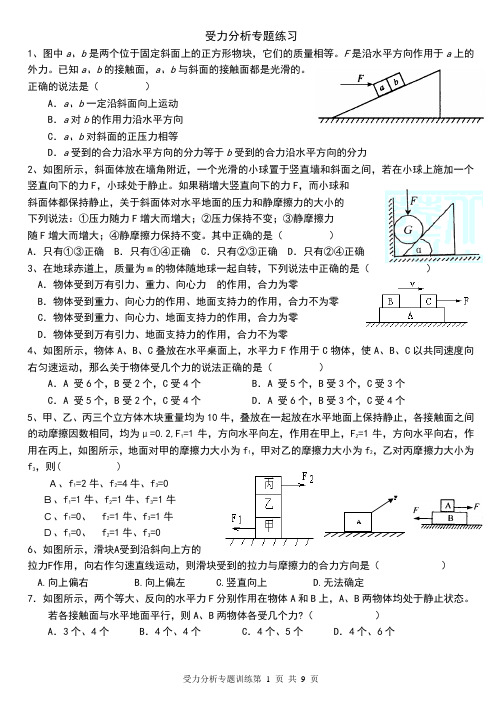 第二章 受力分析专题练习(课后版)