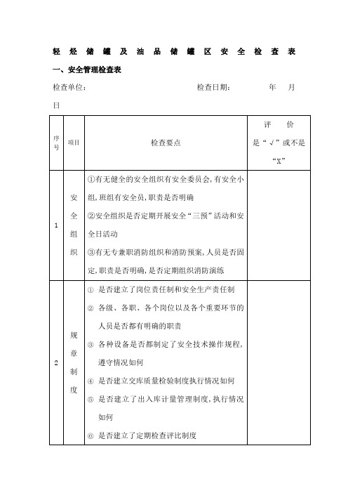 油库安全检查表