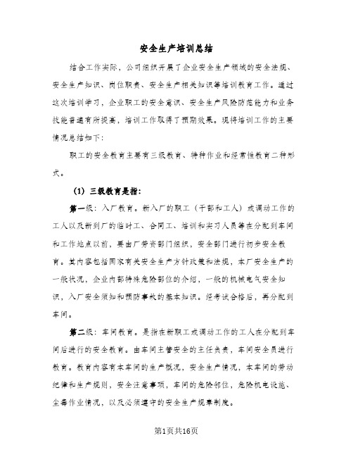 2024年安全生产培训总结(6篇)