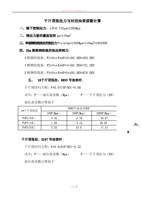 20米小箱梁张拉计算书