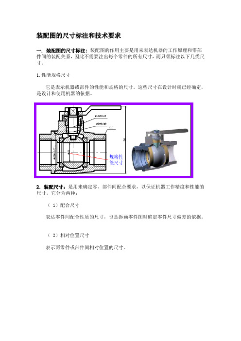 装配图的尺寸标注和技术要求