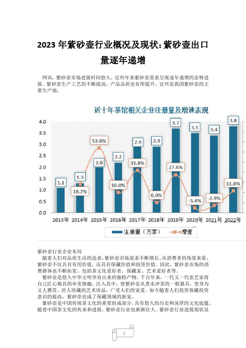 2023年紫砂壶行业概况及现状：紫砂壶出口量逐年递增19