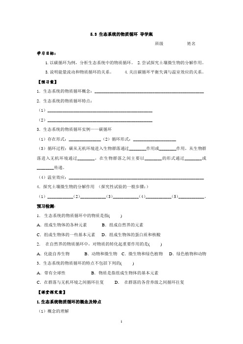 5.3生态系统的物质循环导学案