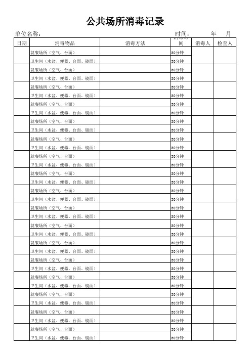公共场所消毒记录
