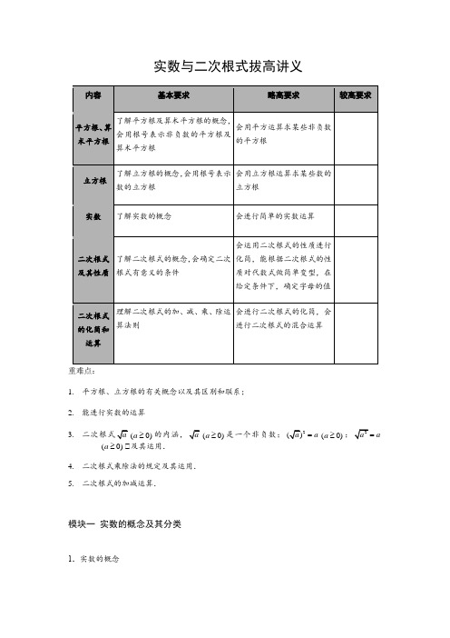 人教版八年级下册实数和二次根式拔高讲义(含解析)