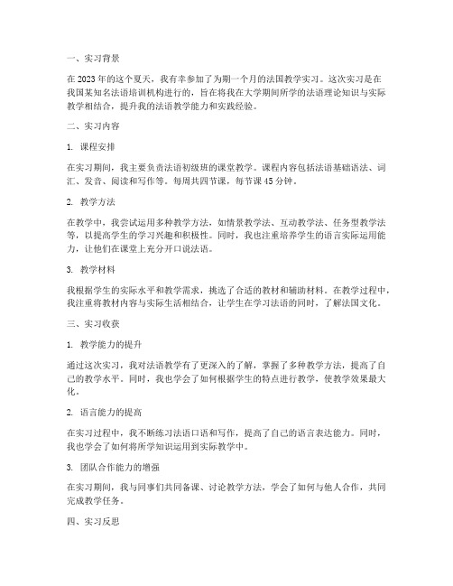 法语教学实习报告