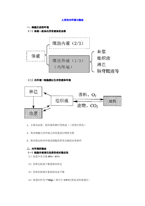 人体的内环境与稳态