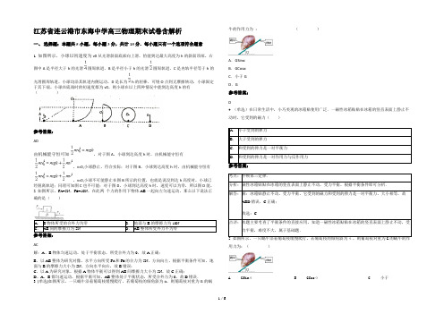 江苏省连云港市东海中学高三物理期末试卷含解析