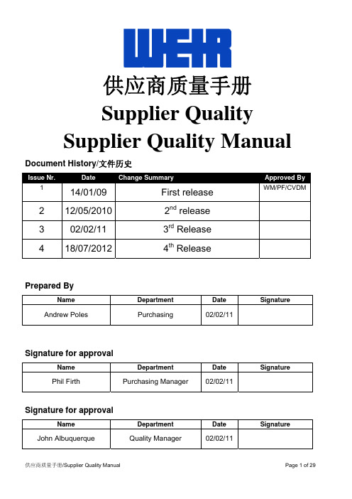 Supplier Quality Manual