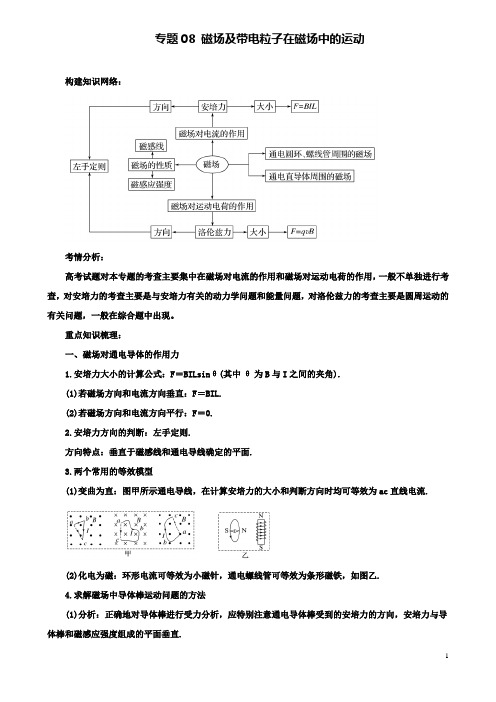 高考物理二轮复习专题磁场及带电粒子在磁场中的运动学案