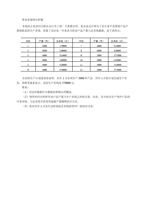 应用统计学(第四版)  第8章案例题目及答案