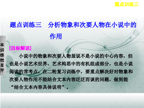 高考语文大二轮总复习题点训练第五章小说阅读题点训练三分析物象和次要人物在小说中的作用