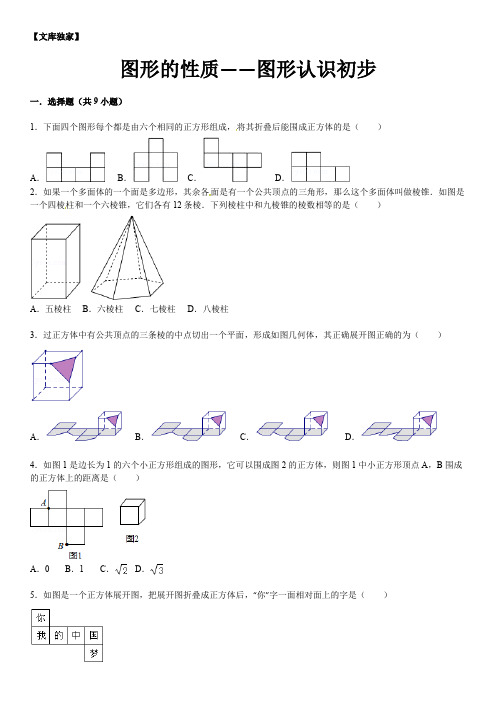 2020中考数学总复习精练及详解-图形的性质—图形认识初步