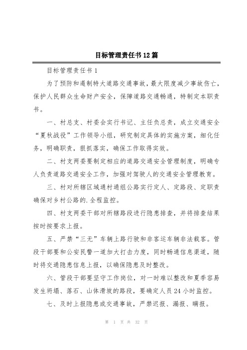 目标管理责任书12篇