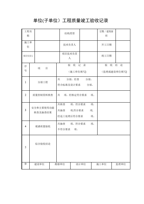 竣工验收整套资料表