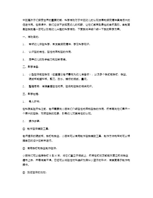 【中班科学活动教案】小试牛刀,自制简易磁铁