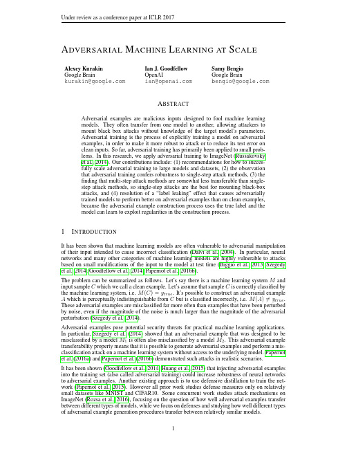 ICLR17论文Adversarial Machine Learning at Scale