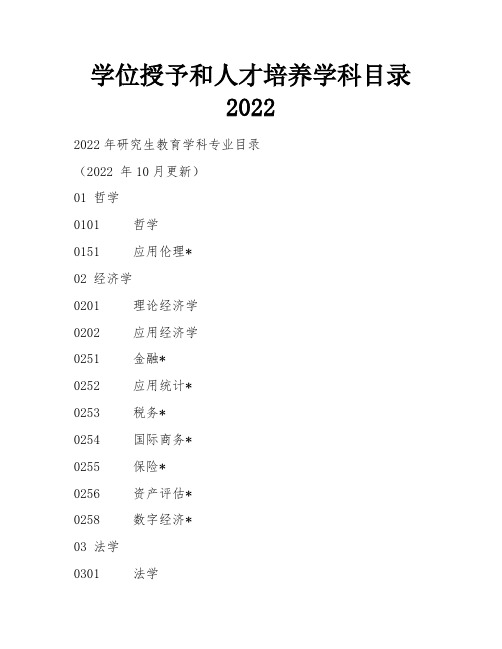 学位授予和人才培养学科目录2022