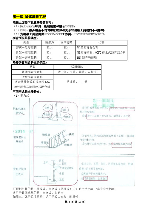 2017年一建市政实务(高频考点笔记)