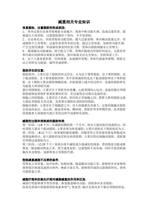 减重相关专业知识