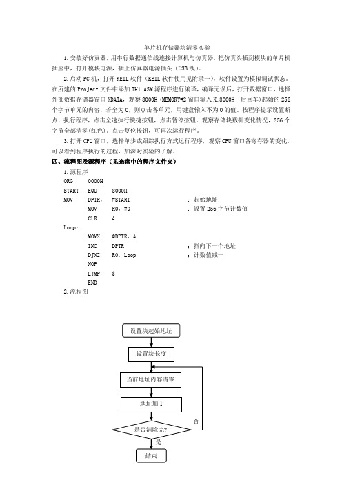 单片机存储器块清零  程序 流程图