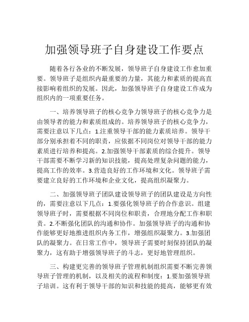 加强领导班子自身建设工作要点