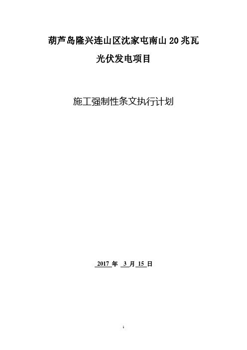 光伏电站施工强条实施计划表