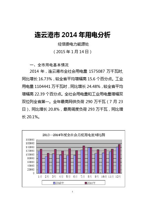 2014年全年用电分析