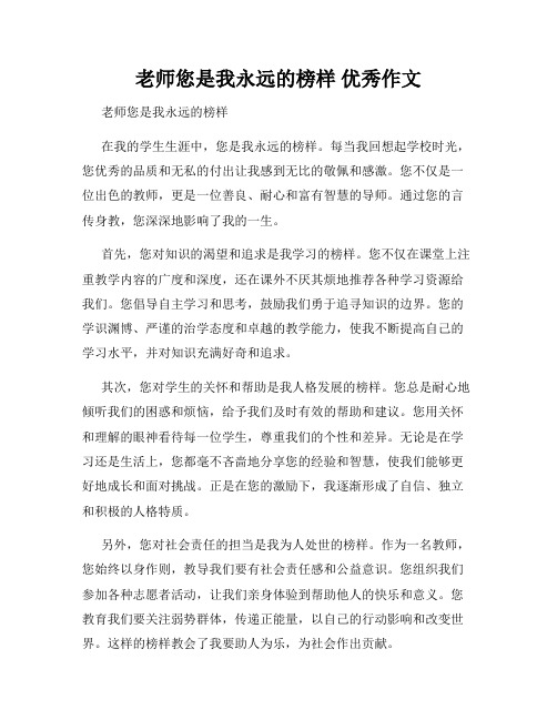 老师您是我永远的榜样 优秀作文