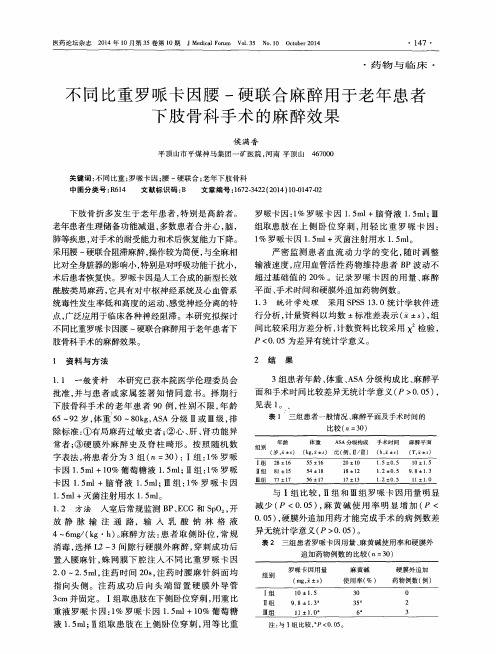 不同比重罗哌卡因腰-硬联合麻醉用于老年患者下肢骨科手术的麻醉效果