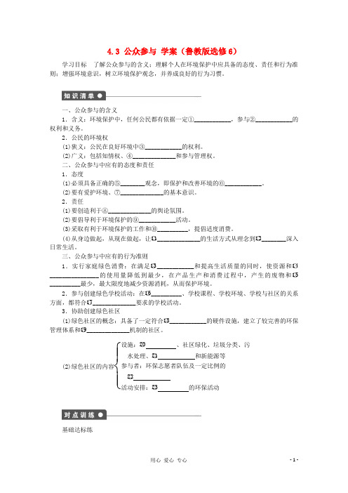 高中地理 4.3 公众参与学案 鲁教版选修6