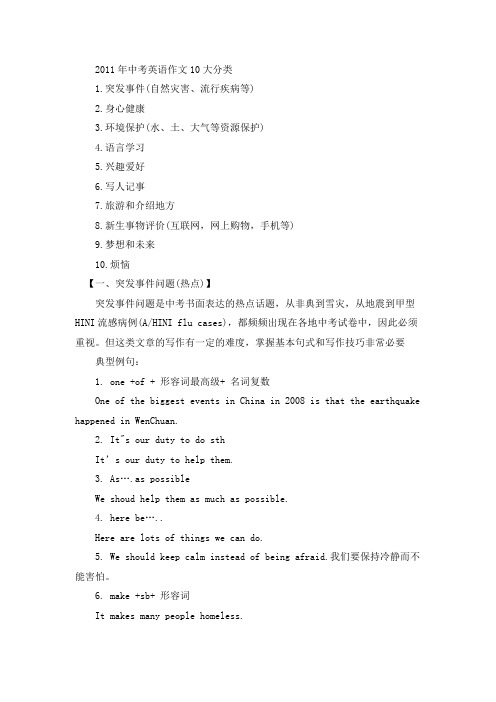 2011年中考英语作文10大分类4.1
