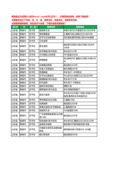 2020新版山东省聊城市茌平区陶瓷工商企业公司商家名录名单黄页联系电话号码地址大全26家