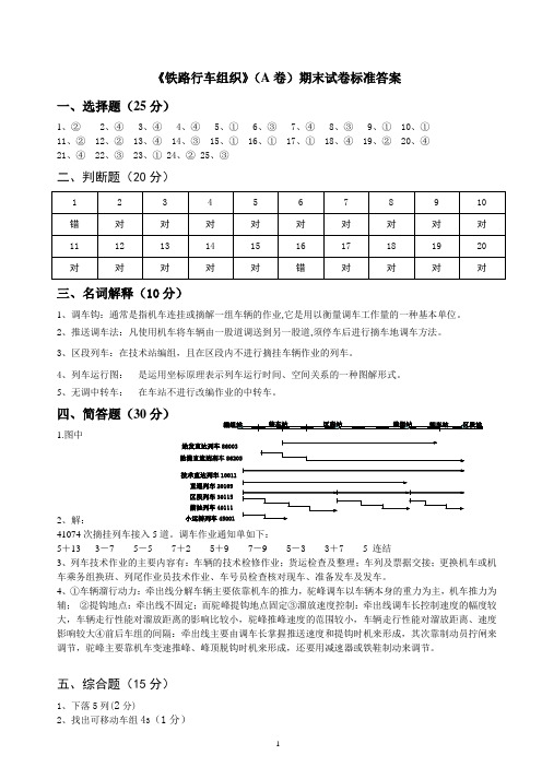 16级铁路行车组织试题答案(A卷)