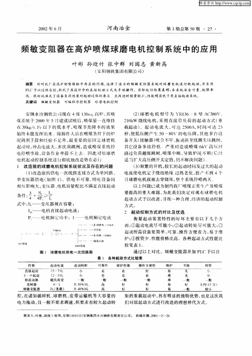 频敏变阻器在高炉喷煤球磨电机控制系统中的应用