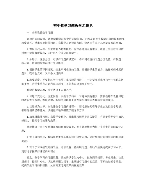 初中数学习题教学之我见