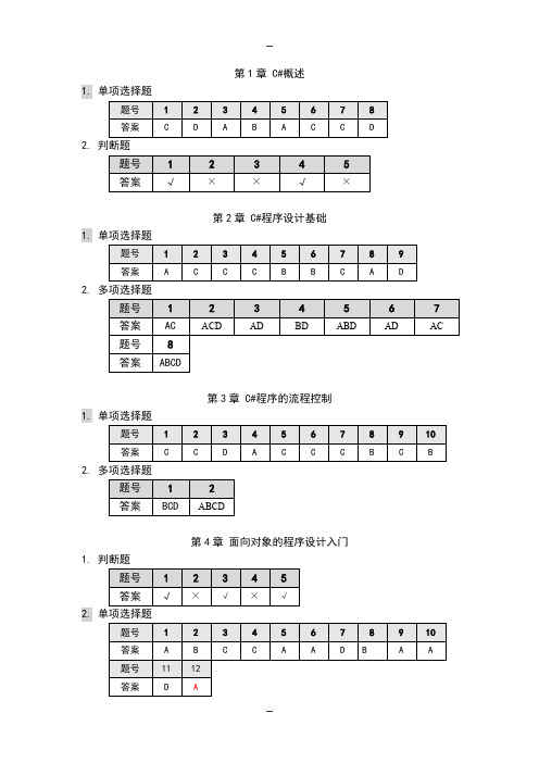 Visual-C#.NET程序设计教程(第二版)课后答案