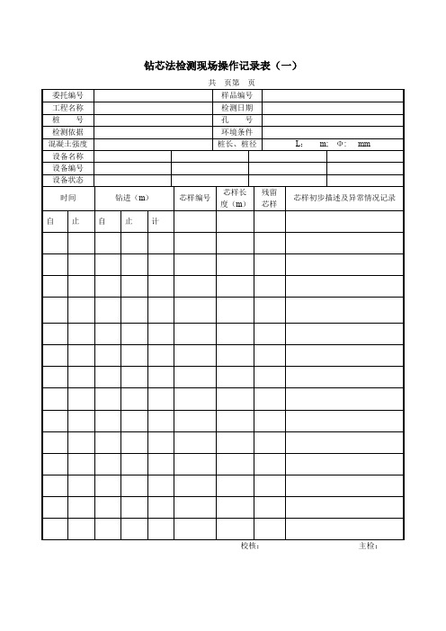 地基基础工程钻芯法检测现场操作记录表单