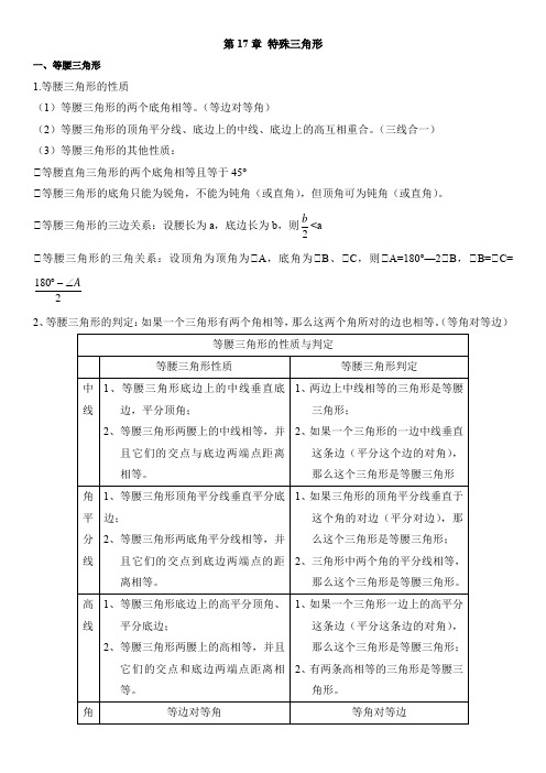 特殊三角形(知识点汇总 冀教8上)