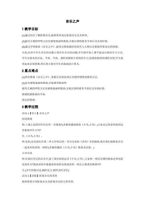 人教版音乐 七年级下册 第六单元 音乐之声