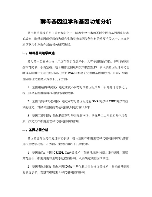 酵母基因组学和基因功能分析