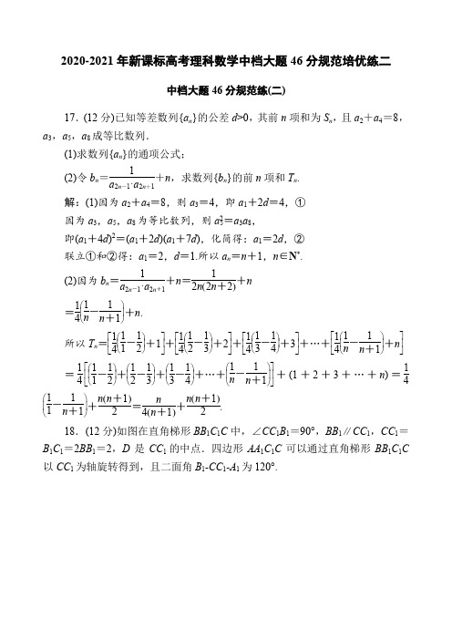 2020-2021年新课标高考理科数学中档大题46分规范培优练二(5页)